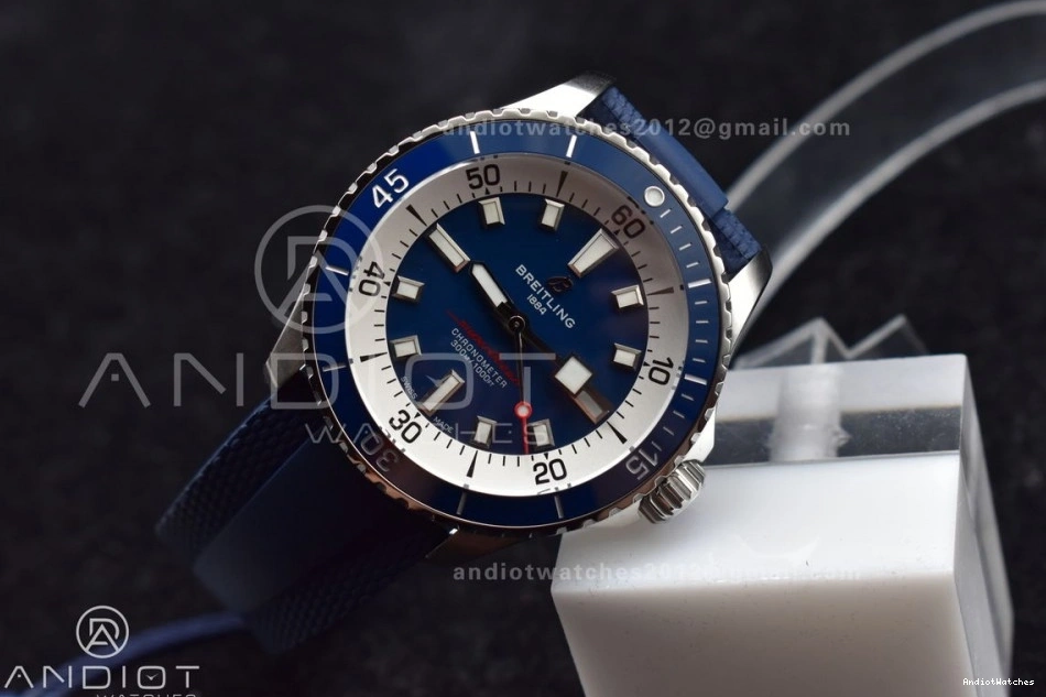 Automatic Blue Dial on 1168 Rubber 1:1 A SS Strap Blue SuperOcean 42 Contemporary BLSF Best Edition 0214